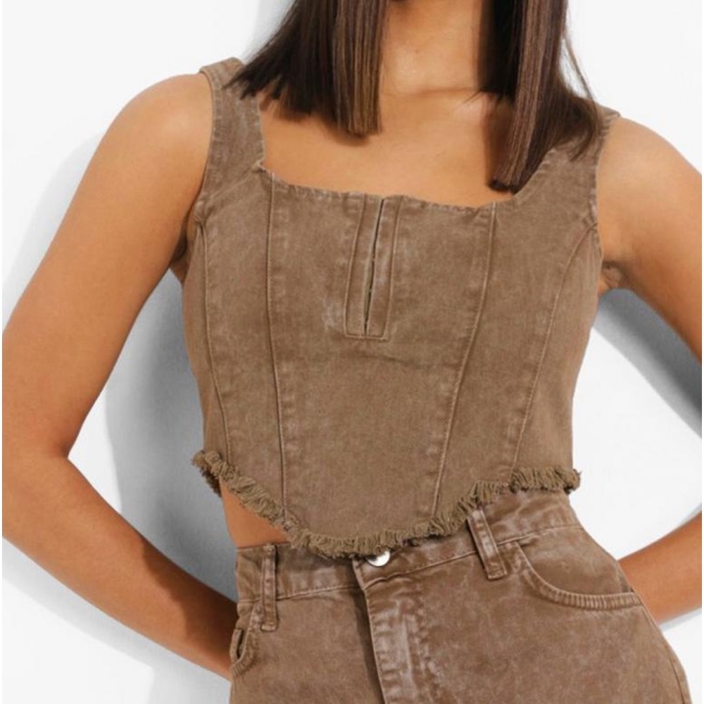 NWT Frayed Hem Denim Corset Size 8